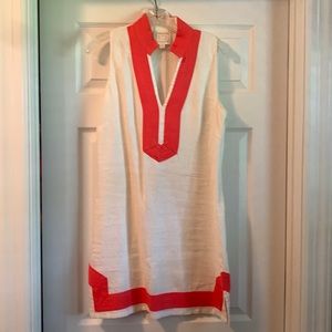 Sail to Sable - white & orange linen dress